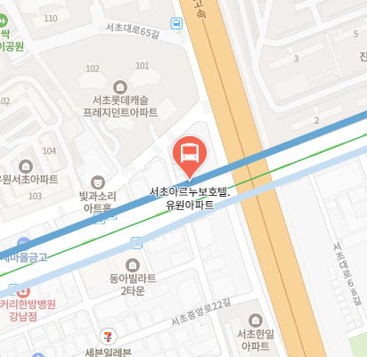 서초아르누보호텔.유원아파트에서 인천공항 리무진 공항버스(6020번) 지도 위치