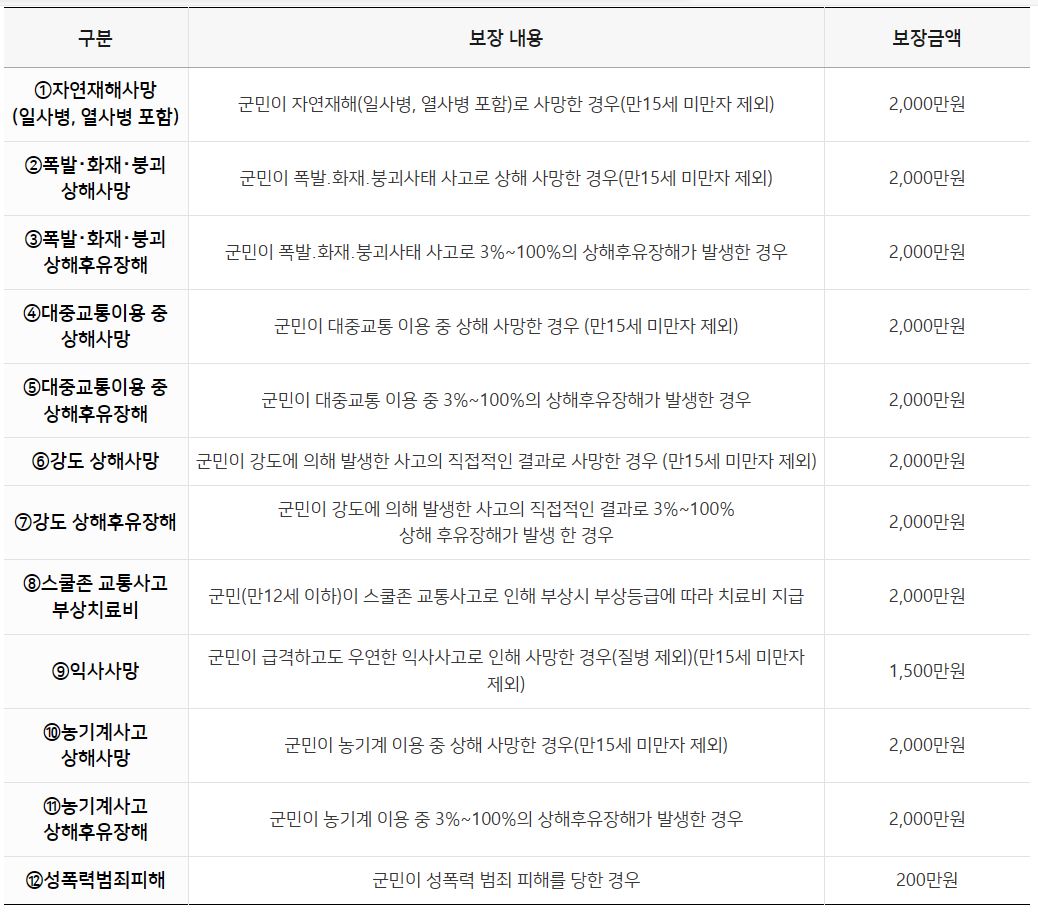 보장내용과 보장금액