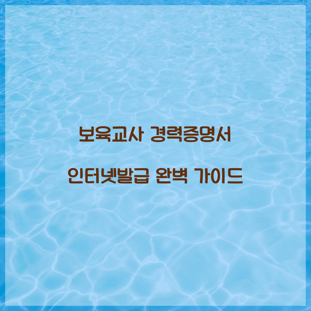 보육교사 경력증명서 인터넷발급