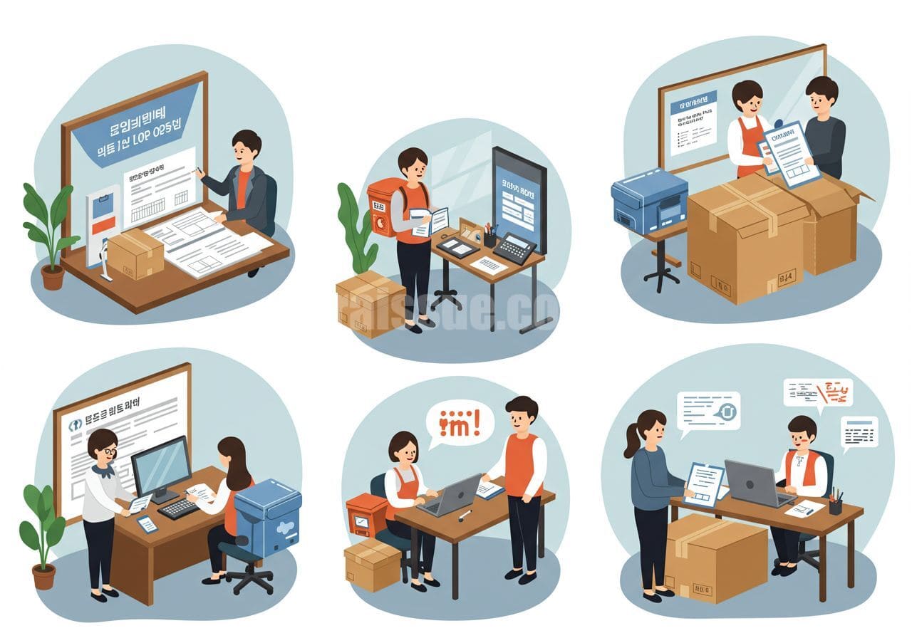 소상공인이 배달 및 택배비 지원을 받기 위한 조건을 설명하는 일러스트