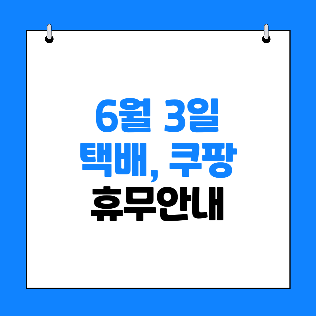6월 3일 임시공휴일 택배, 쿠팡 휴무