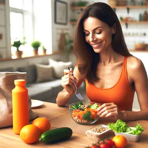 웃으며-야채먹는-여자