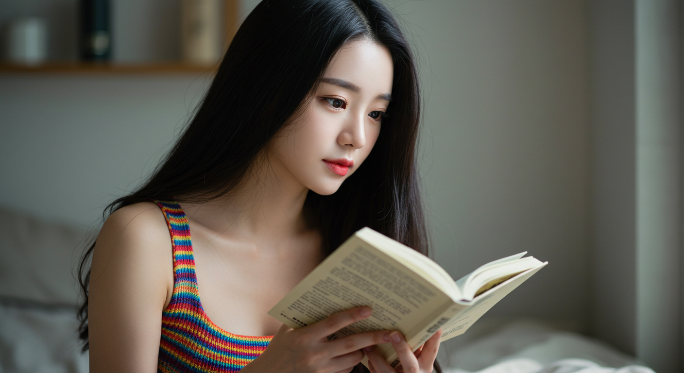 책을 읽는 한국 여성.