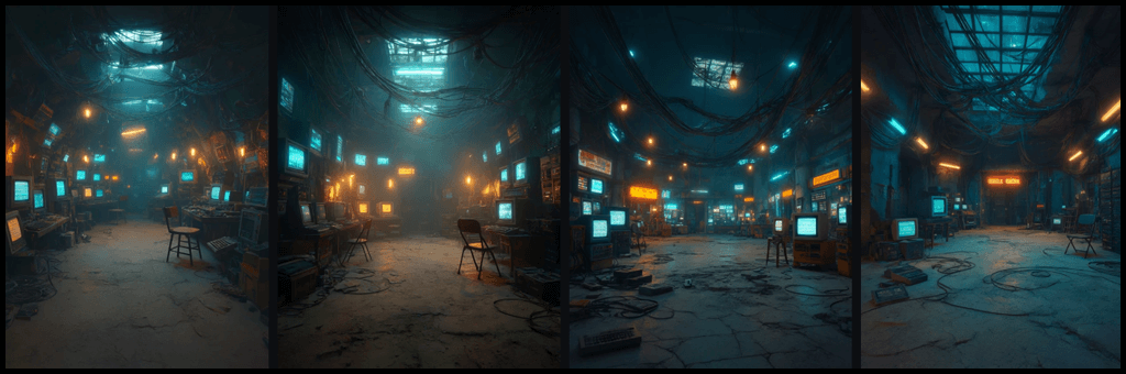 post-apocalyptic ruined bunker 세계관 실전 예시 이미지_Midjourney