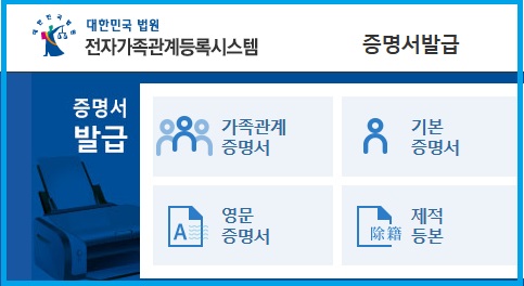 가족관계증명서 인터넷 발급 안내