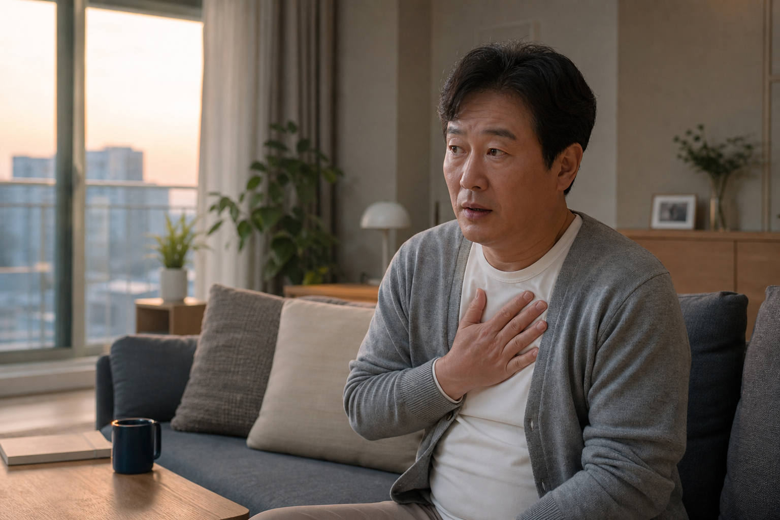 휴식 중 갑자기 두근거리는 상황