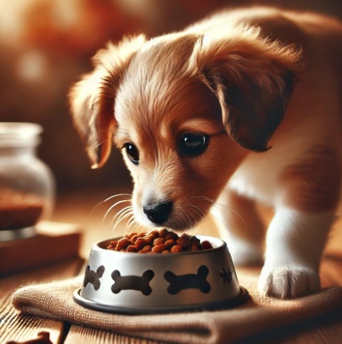 사료를 먹는 강아지