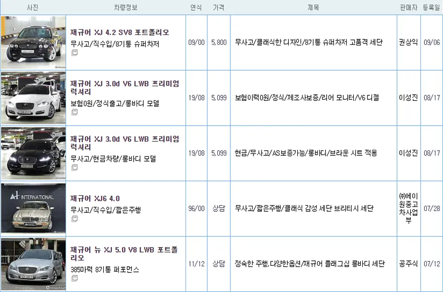 재규어 XJ 중고 가격