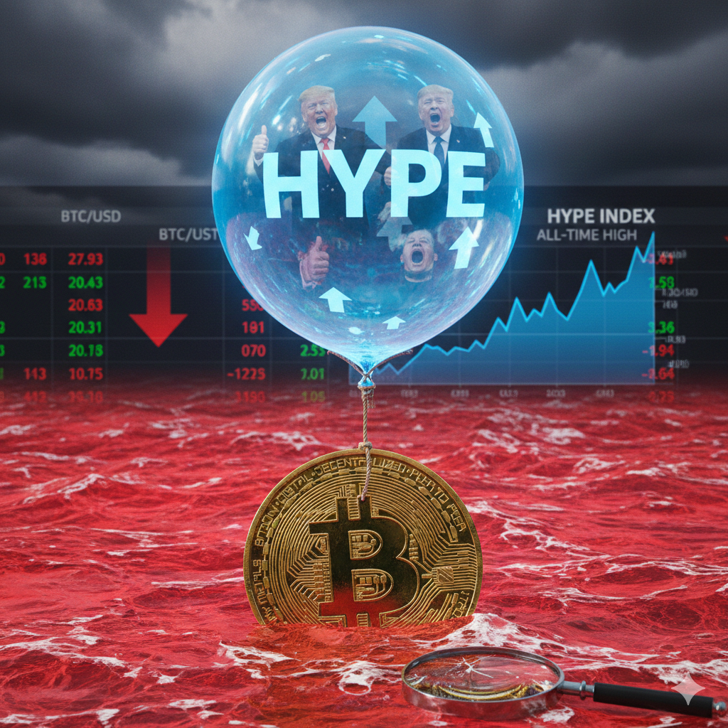 비트코인 트럼프 펌프 소멸과 하이프 지수 신고점이 보여주는 경고