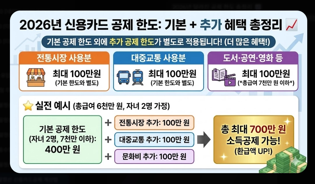 2026 연말정산 신용카드공제 계산법 완벽가이드