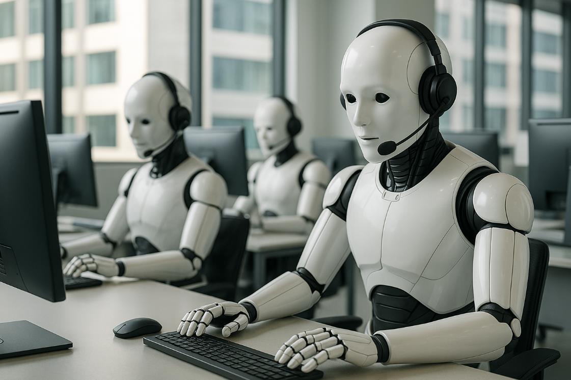 콜센터에서 AI 챗봇이 24시간 고객 응대를 하는 모습