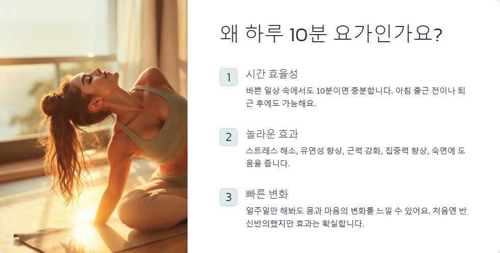 초보자를 위한 요가 루틴, 하루 10분으로 몸과 마음 힐링