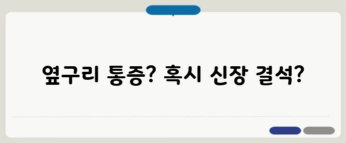 신장 결석 증상 - 통증으로 알아보는 초기 신호