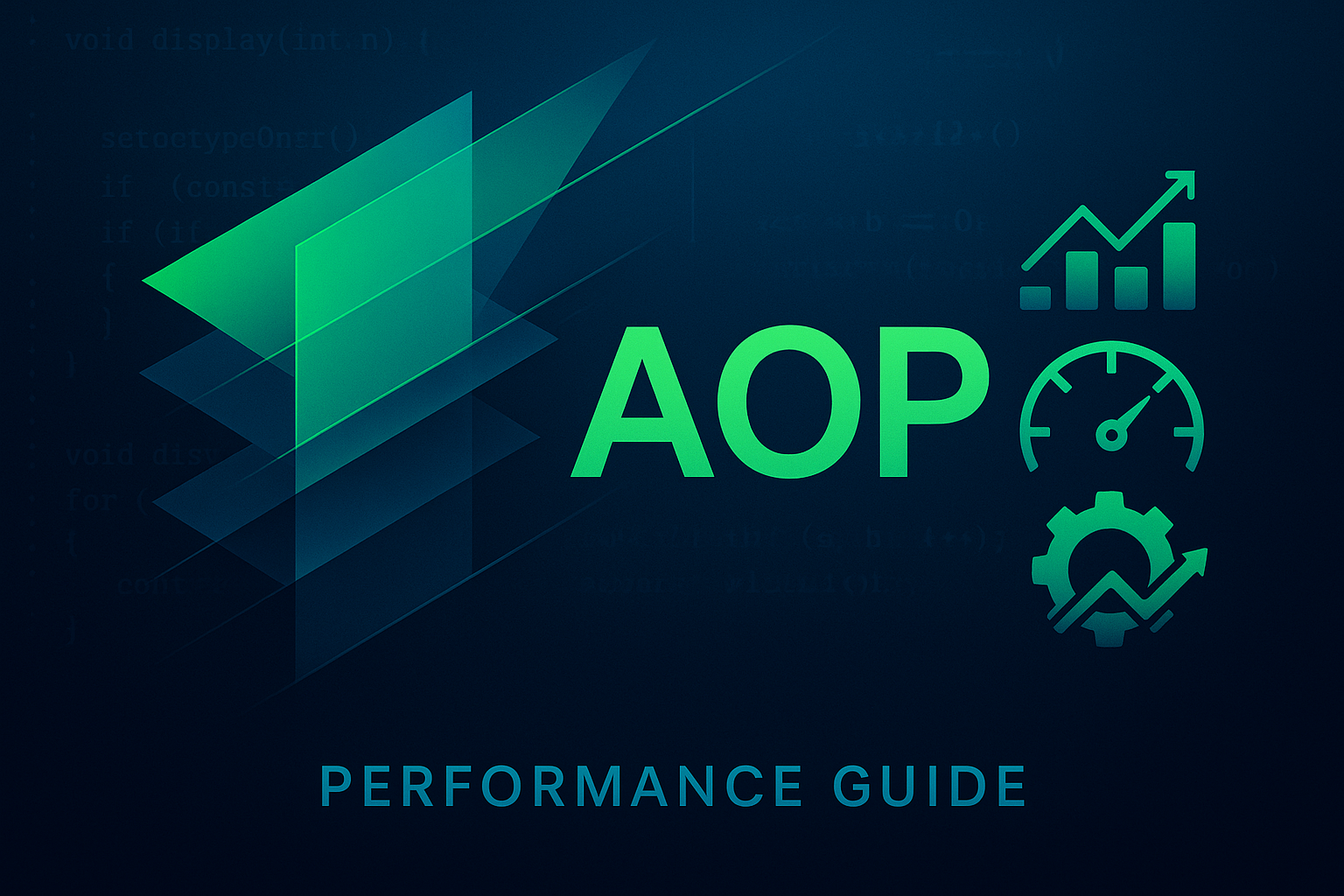 Spring AOP performance optimization and enterprise implementation guide - professional technical illustration showing aspect-oriented programming concepts with modern geometric design