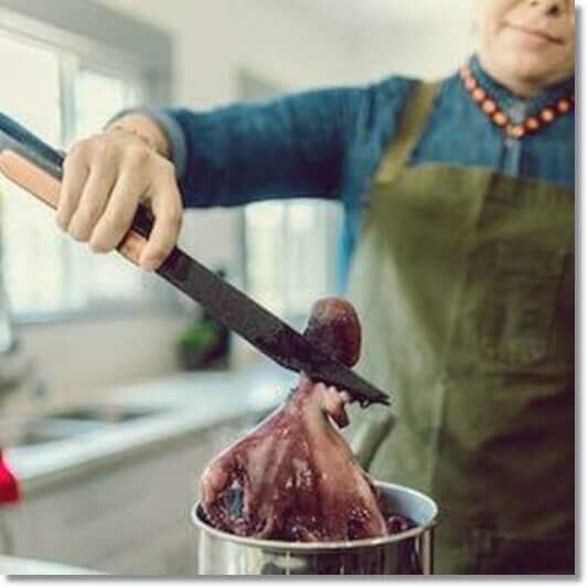 돌문어 먹는 법, 돌문어 숙회