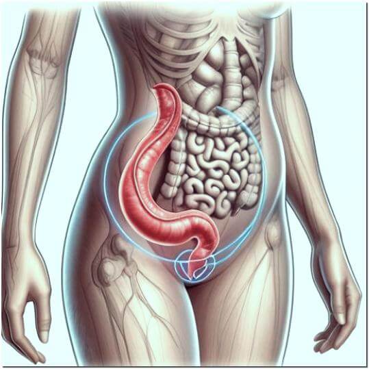 맹장염 및 충수 위치 장기 이미지