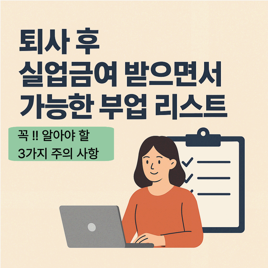 퇴사 후 실업급여 받으면서 가능한 부업 리스트 꼭!! 알아야 할 3가지 주의 사항