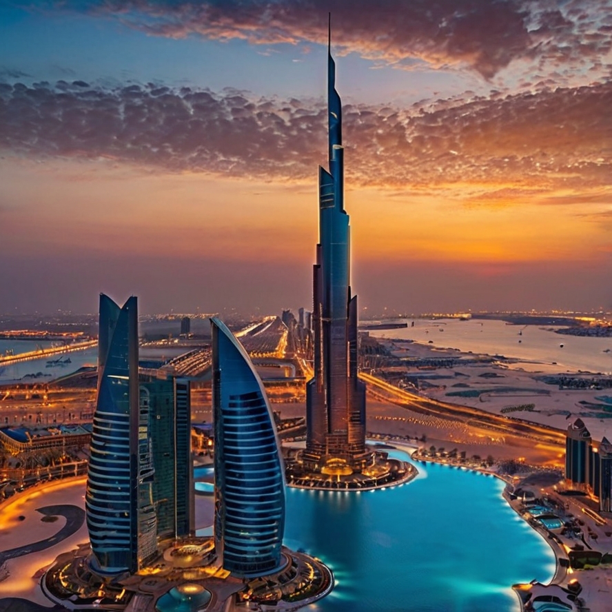 아부다비 명소 에티하드 타워스 전망대 전경을 형상화한 이미지