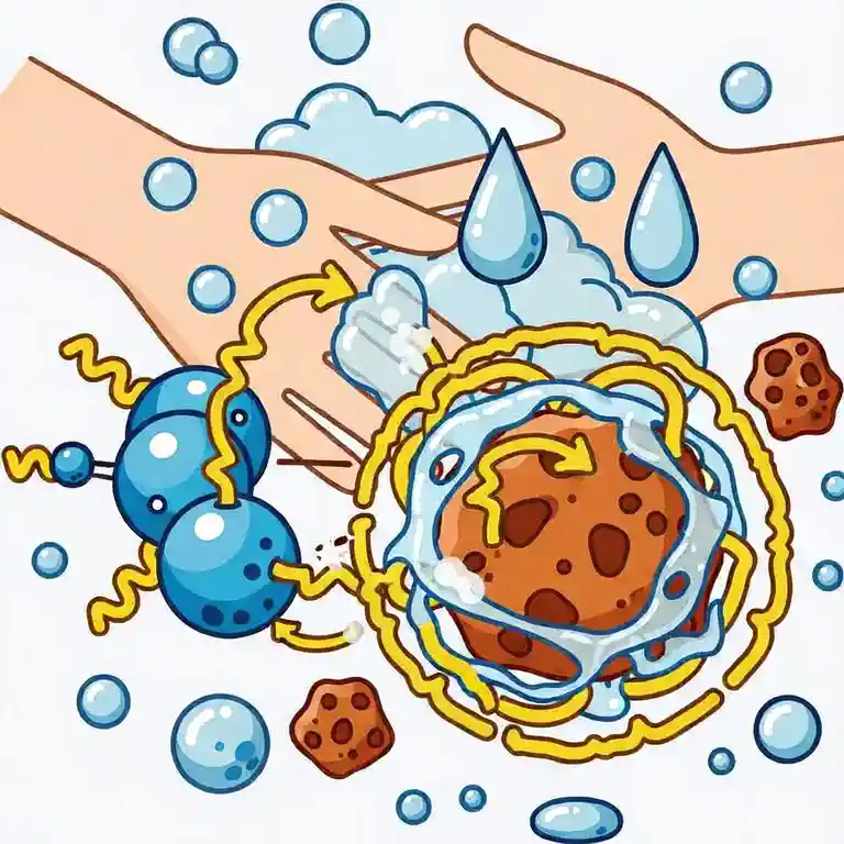 비누로 손 씻는 장면