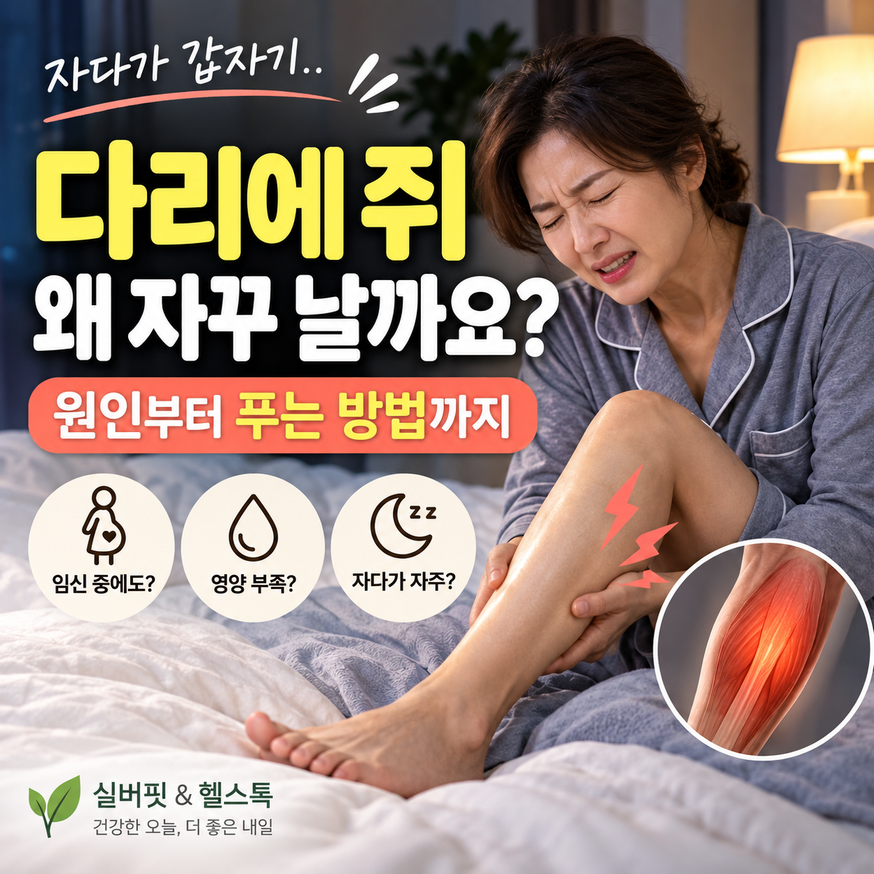 다리에 쥐나는 이유와 자다가 자주 날 때 푸는 방법