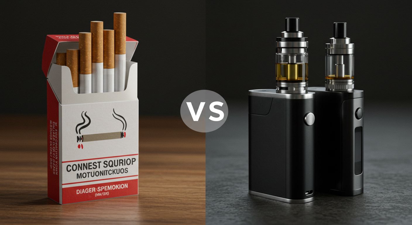 일반 담배와 전자 담배의 비교사진