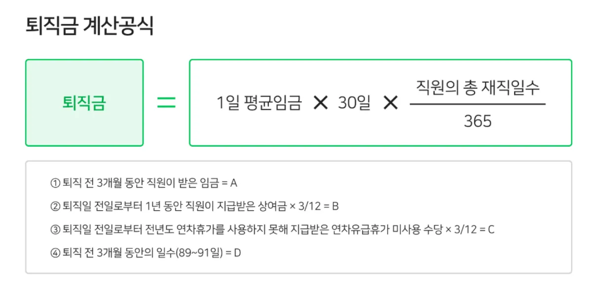 퇴직금 계산공식
