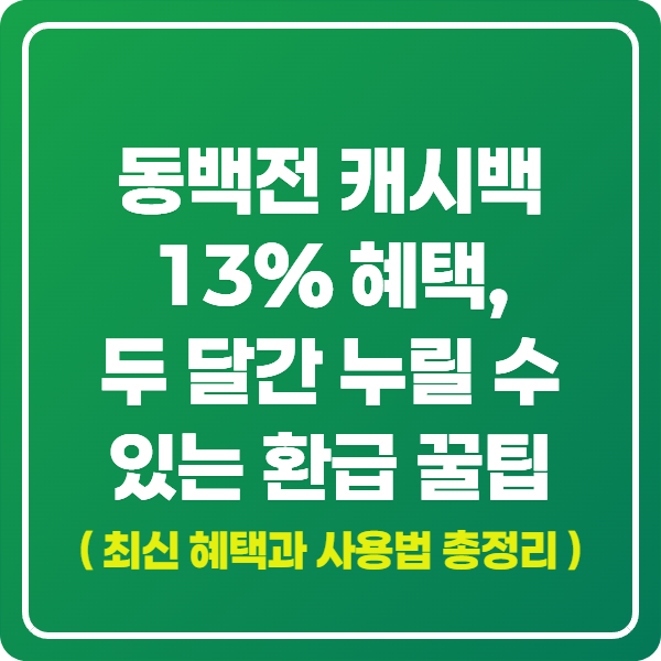 동백전 캐시백 13% 혜택, 두 달간 누릴 수 있는 환급 꿀팁