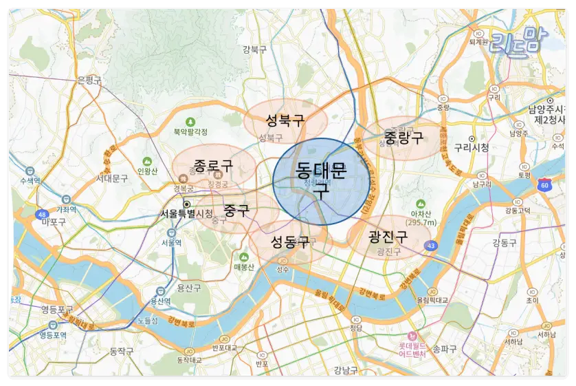 동대문-지리적-위치-지도