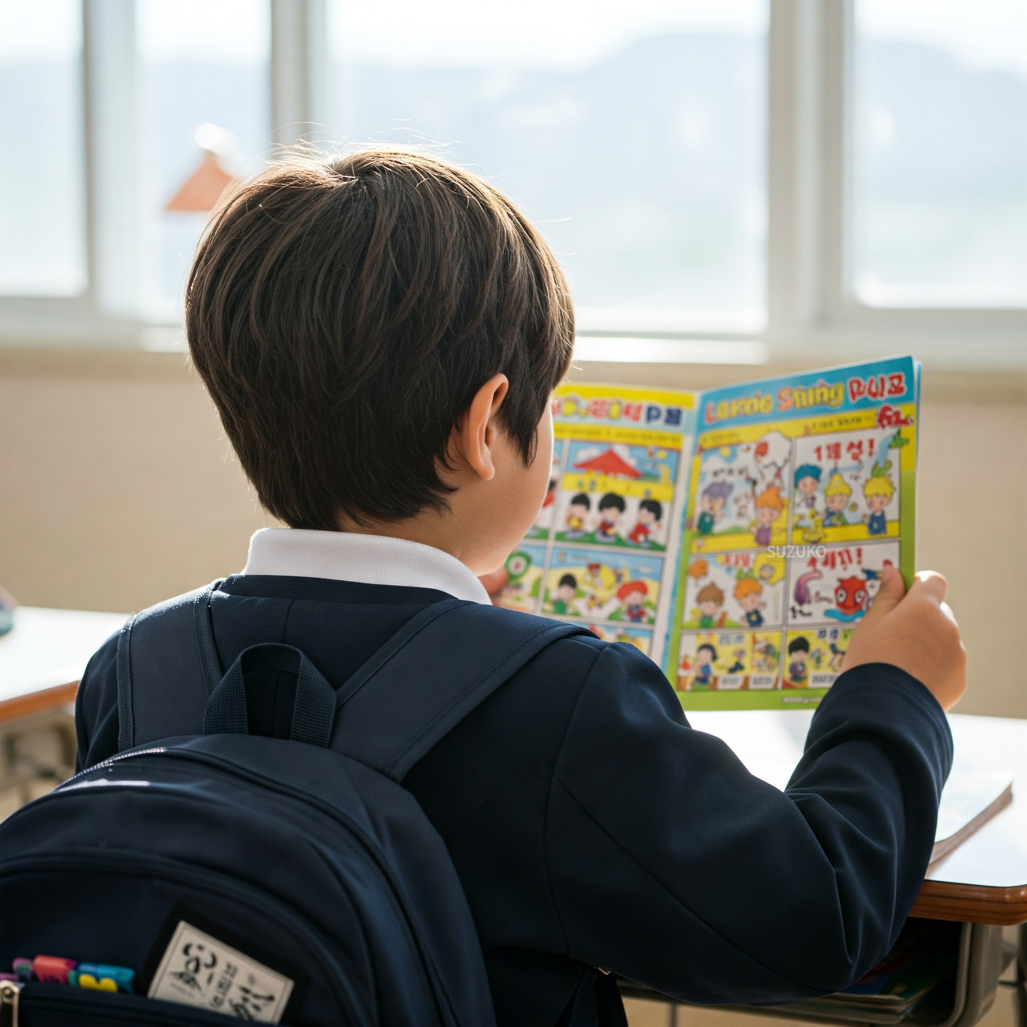 책을 읽고 있는 아이