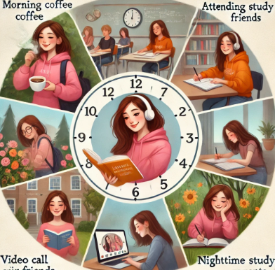 여자가 어학연수할 때의 하루 루틴 이미지