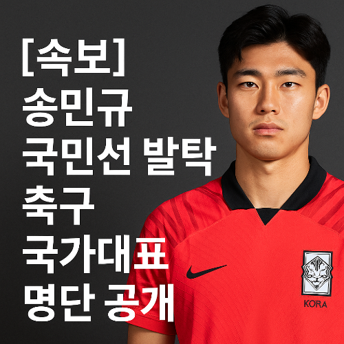 송민규 국민선 발탁! 2025 축구 국가대표 명단 전격 공개