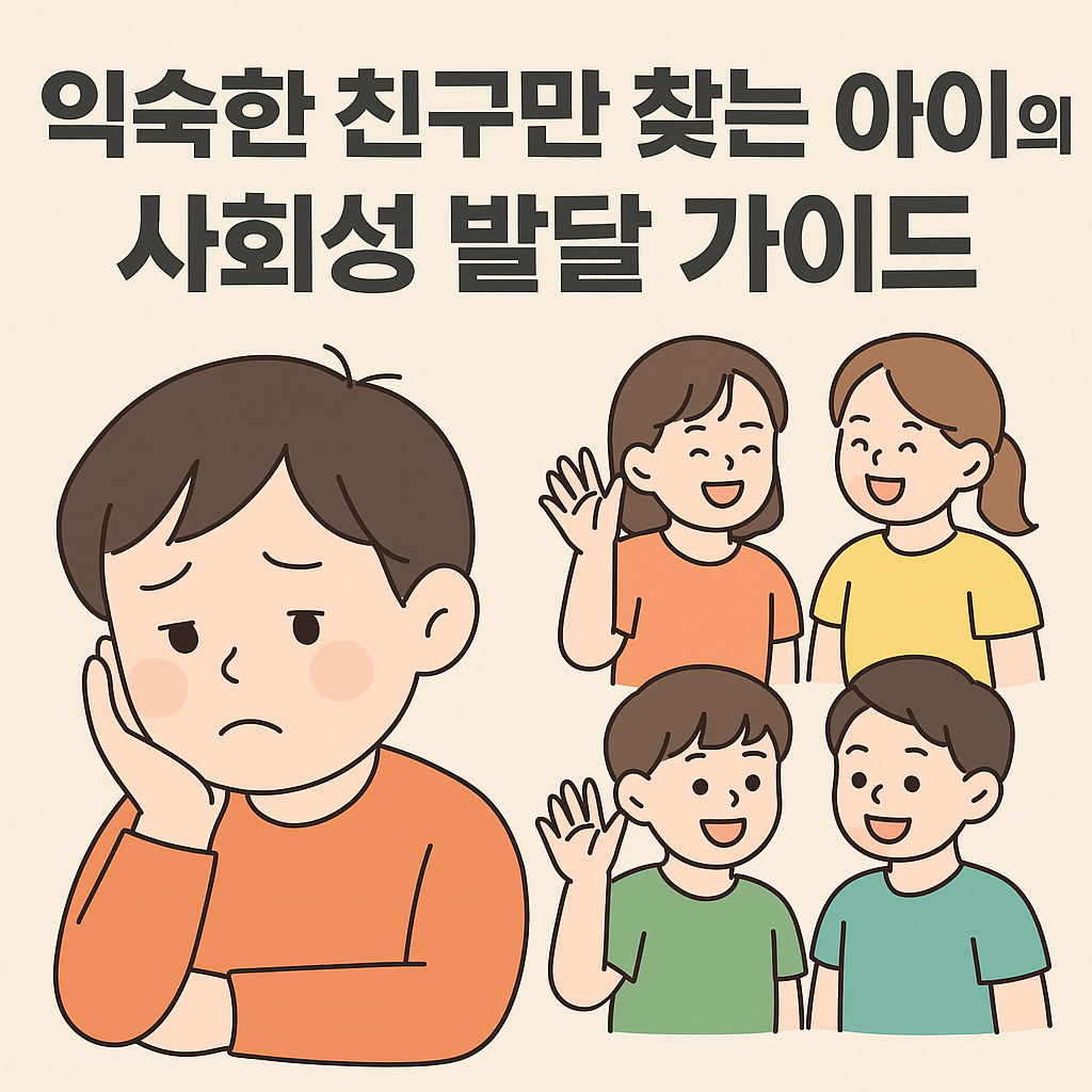 익숙한 친구만 찾는 아이 주제가 쓰여진 사진