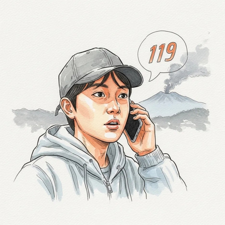 휴대폰으로 긴급 신고하는 시민의 모습