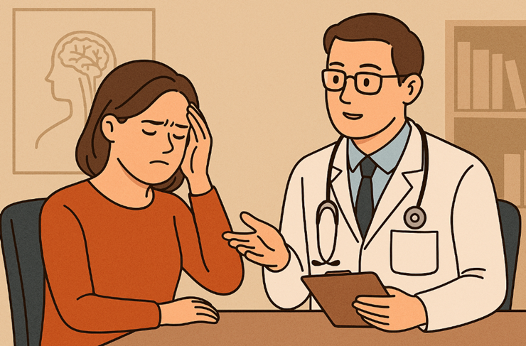 의사와 상담하는 여성