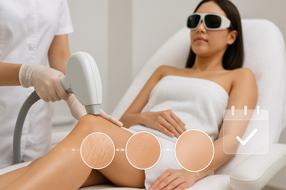 레이저 제모 받는 여성이미지