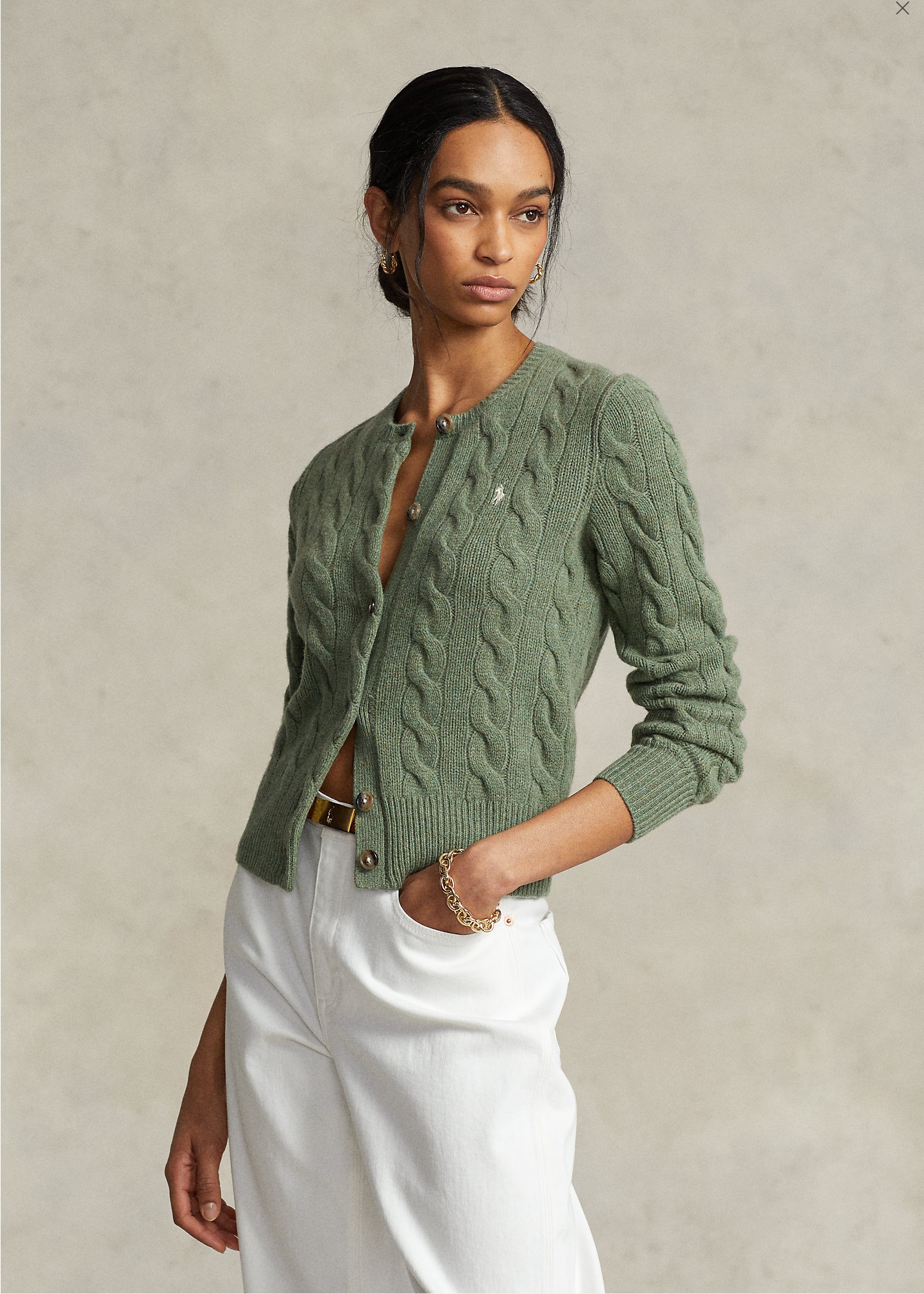 폴로랄프로렌 케이블니트 울캐시미어 가디건 폴로가디건 러브테헤더