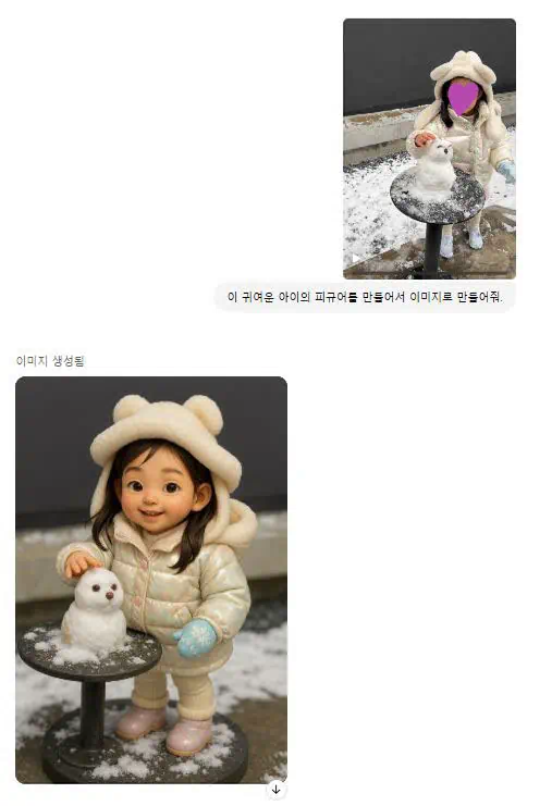 챗gpt에 애기사진을 올려서 피규어스타일로 만든 모습
