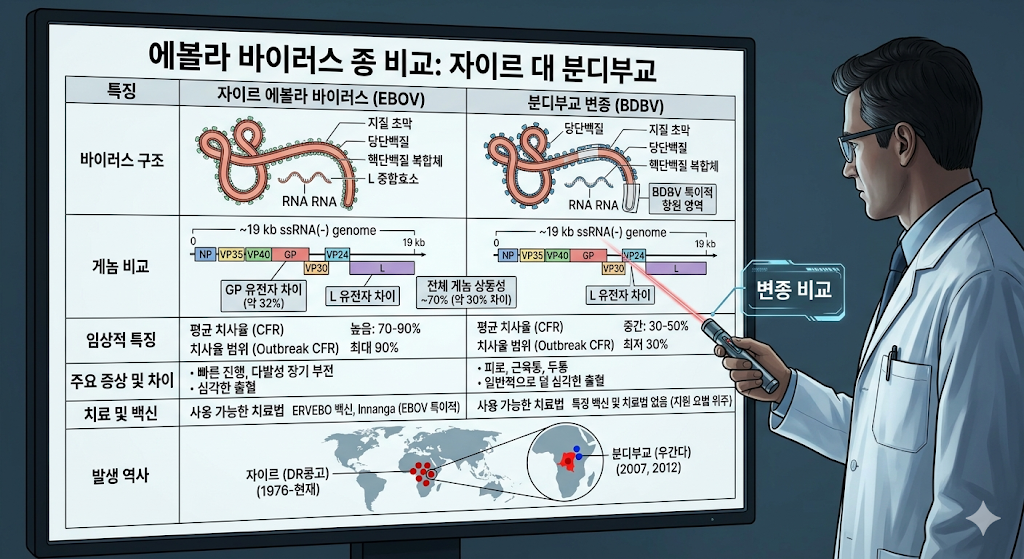 에볼라 바이러스의 형태와 변종의 생물학적 특징