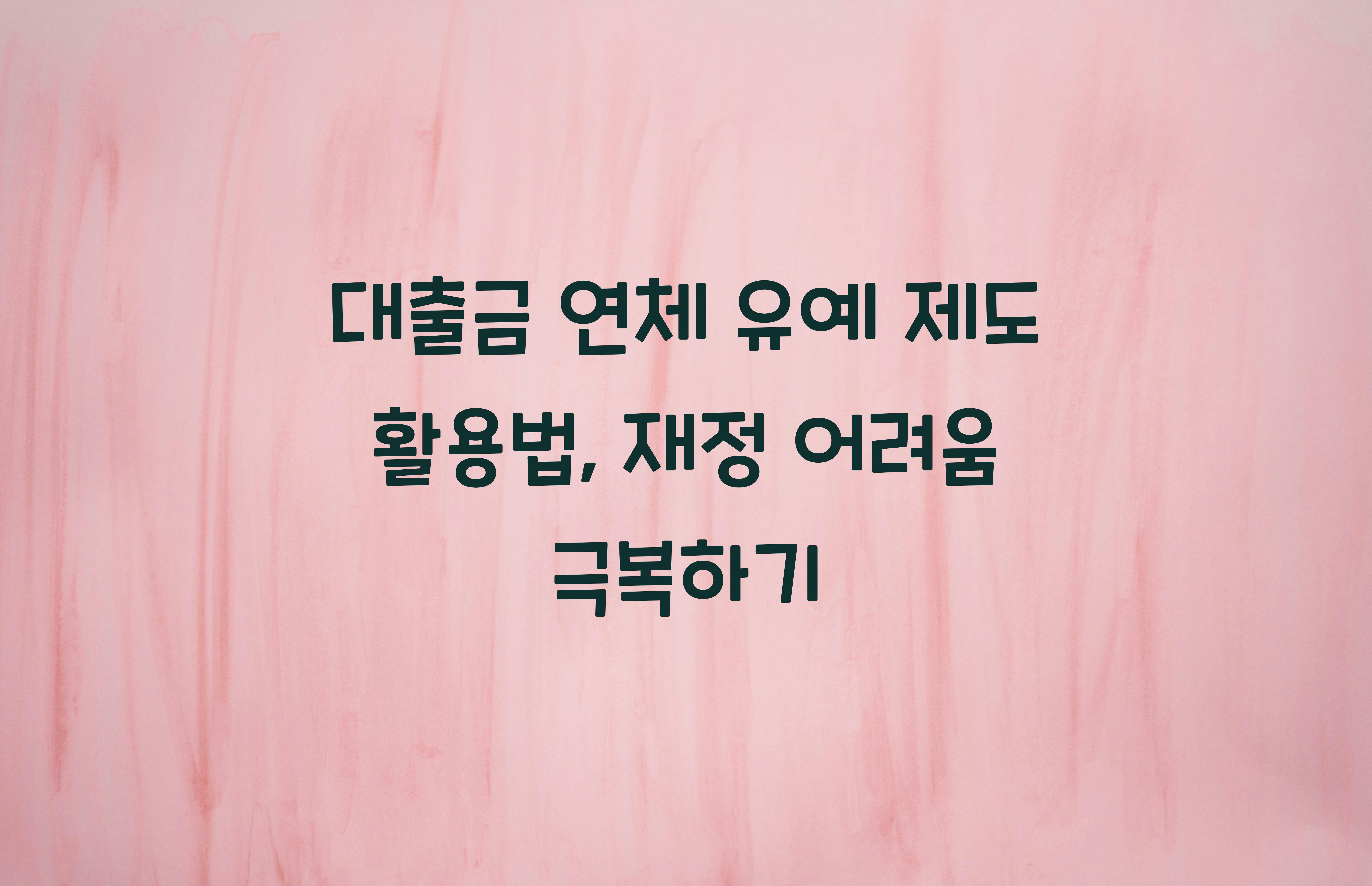 대출금 연체 유예 제도