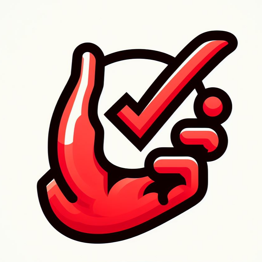 체크 표시 들고 있는 손 아이콘