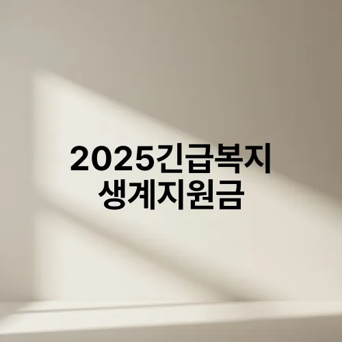 2025긴급복지 생계지원금