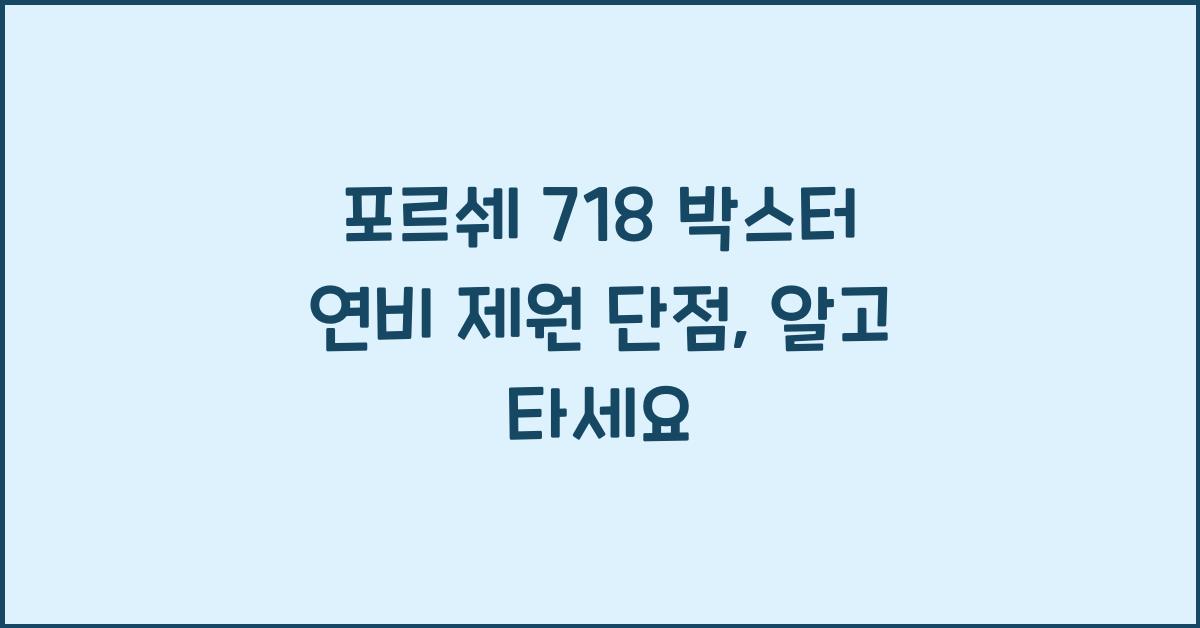 포르쉐 718 박스터 연비 제원 단점