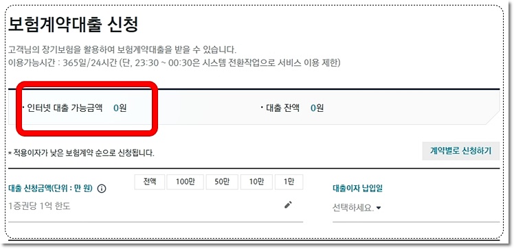내 암보험 보험 약관 대출은?