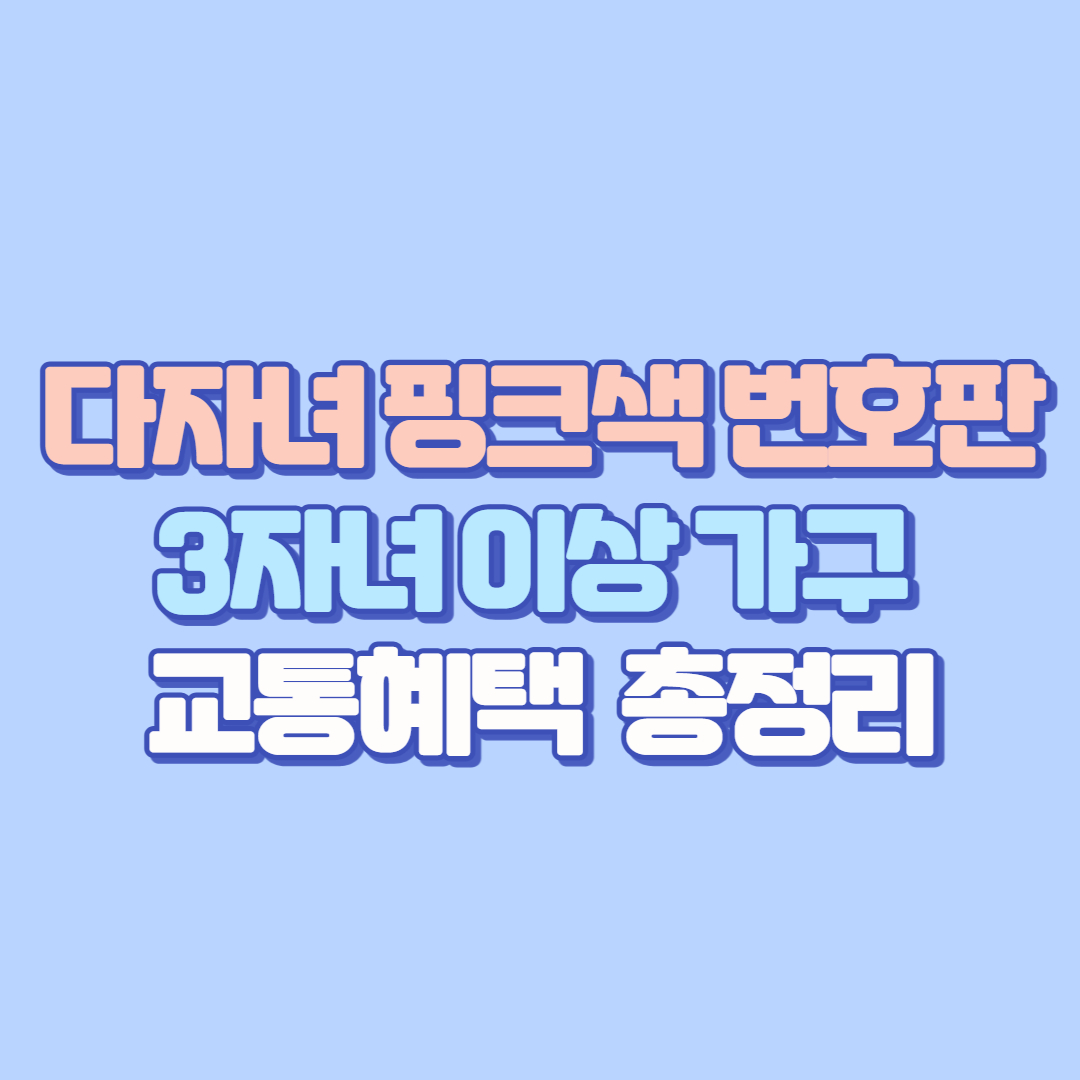 🎯 다자녀 핑크색 번호판! 3자녀 이상 가구 교통혜택 총정리(대상, 조건,주차요금, 전용차선, 교통복지,통행료,발렛서비스까지)