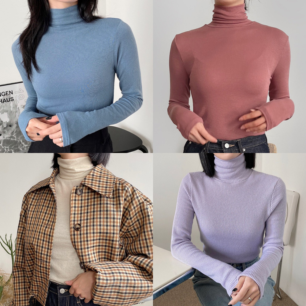 에이블앤코 폴라티 여성 슬림핏 목폴라 목티 가을 겨울 캐시미어 앙고라 기모 하이넥 반폴라
