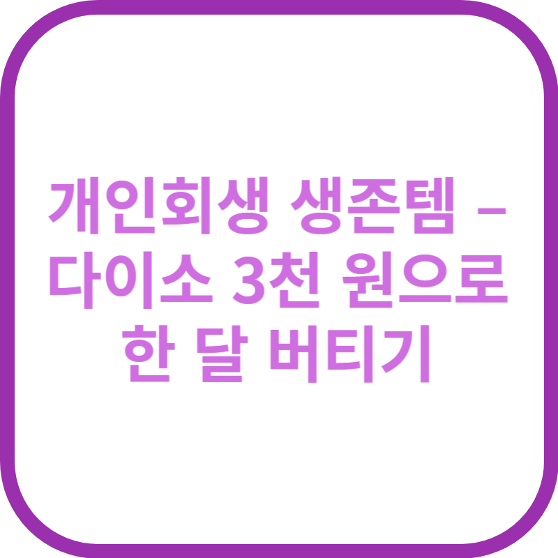 개인회생 생존템 – 다이소 3천 원으로 한 달 버티기