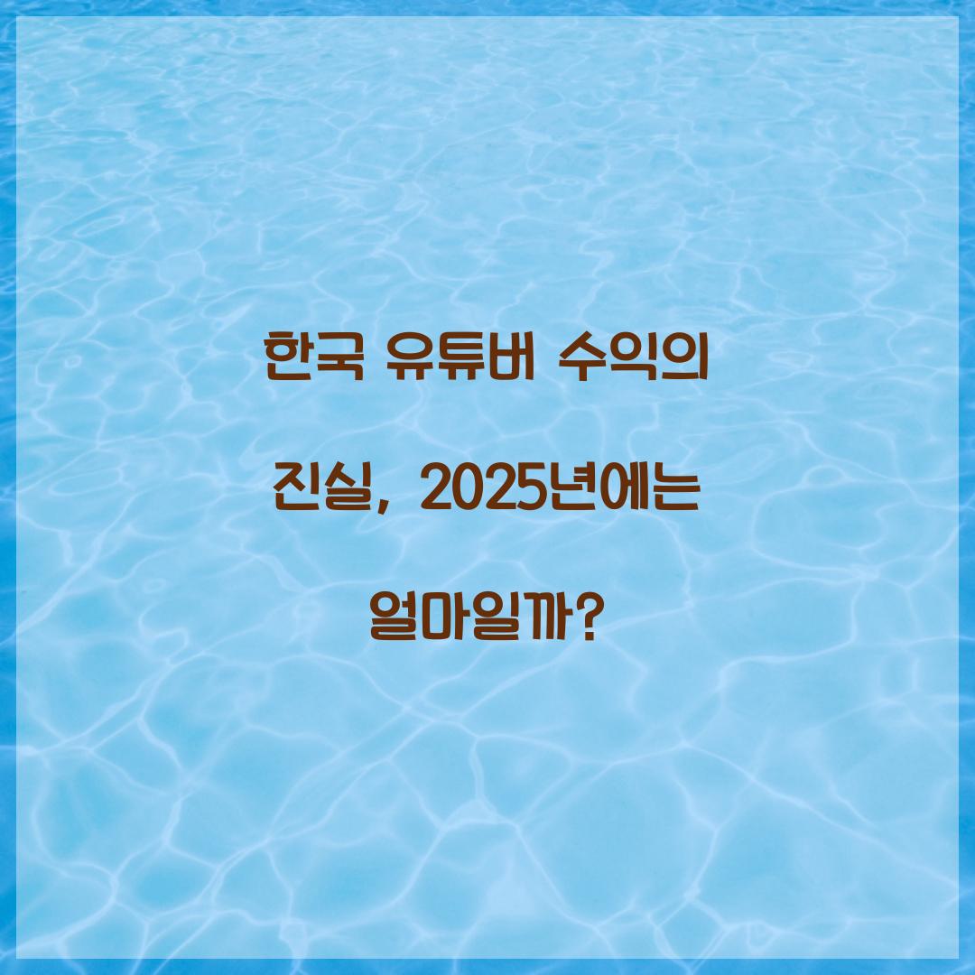 한국 유튜버 수익