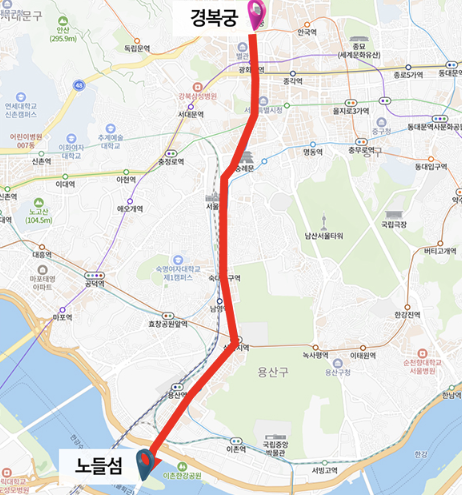 강북 구간 행렬 지도