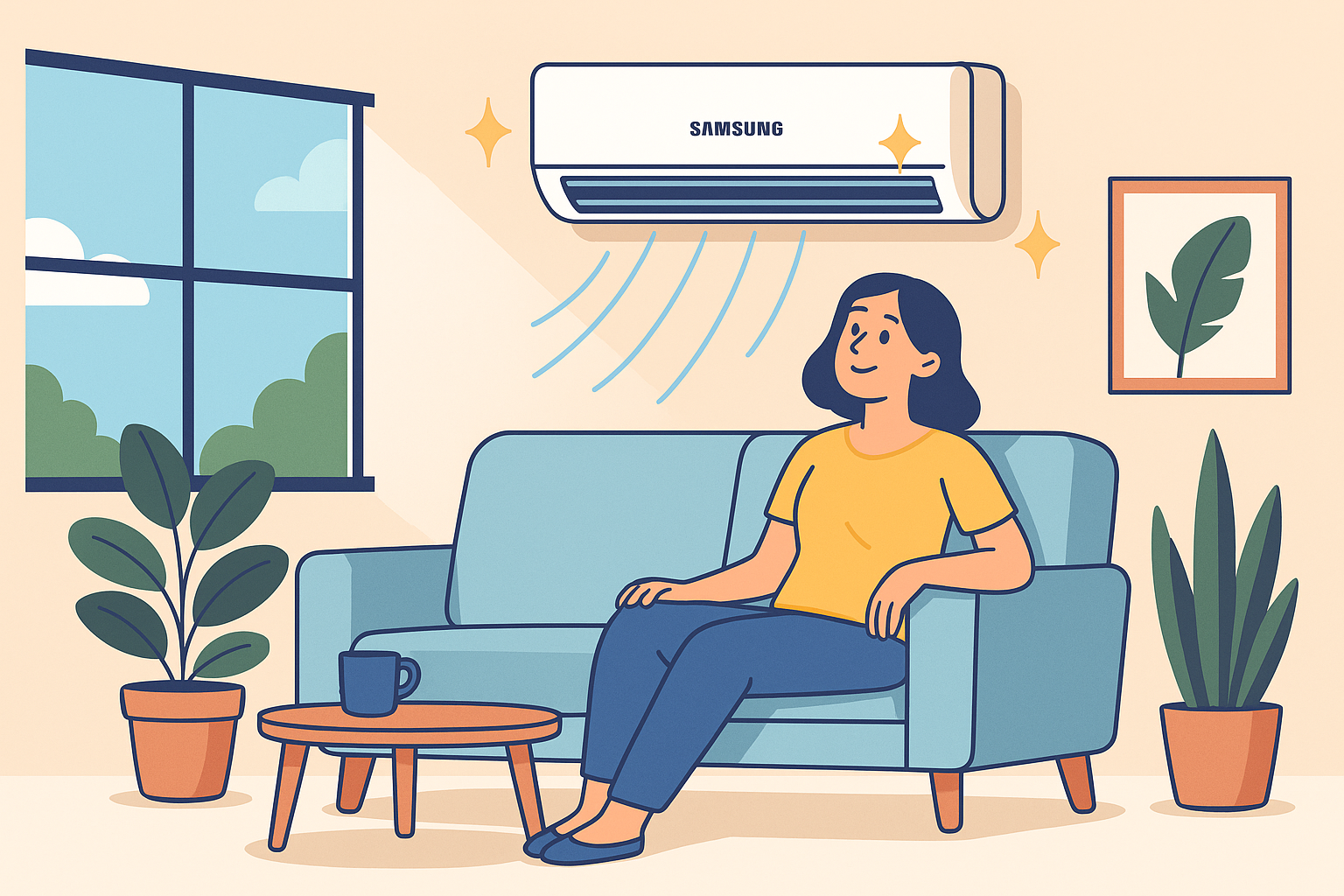 에어컨 청소 완료 후 쾌적하고 시원한 실내 공간