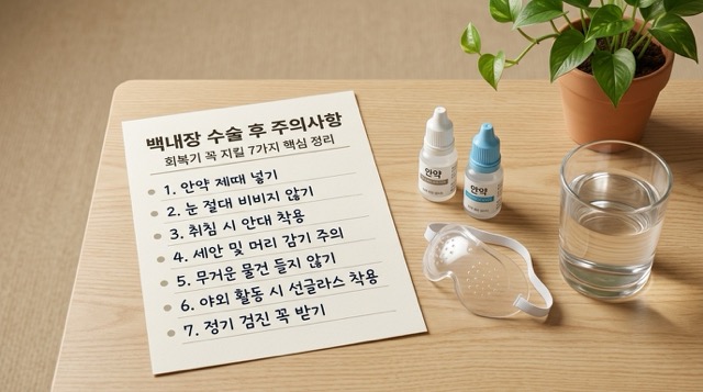 백내장 수술 후 주의사항, 회복기 꼭 지킬 7가지 핵심 정리"